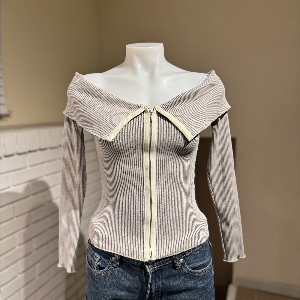 Zara Off-Shoulder Cream Sweater